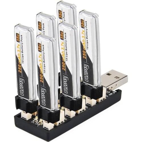 Portable 6 Slots USB to 3.8V Battery Charging Board Charger Adapter RC Accessory