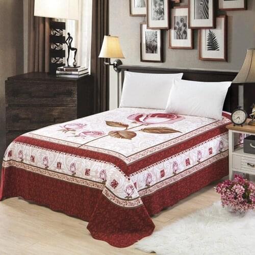 Chic Red Blossom Flowers printed Watercolor Bed Sheet 250X250cm Brushed Cotton Ultra Soft Flat Sheet Bed Cover