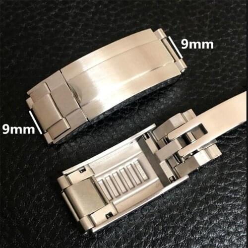 16*9mm Silver 316L Stainless Steel OysterLock Buckle Fit Rubber Steel Strap Adjusted Folding Clasp For RX Daytona GMT Deepsea