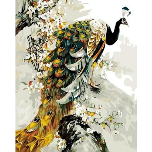 Bird Oil Painting By Number Canvas DIY 40x50 With Frame Acrylic Paint Kits HandPainted Picture Coloring By Number Decoration Art