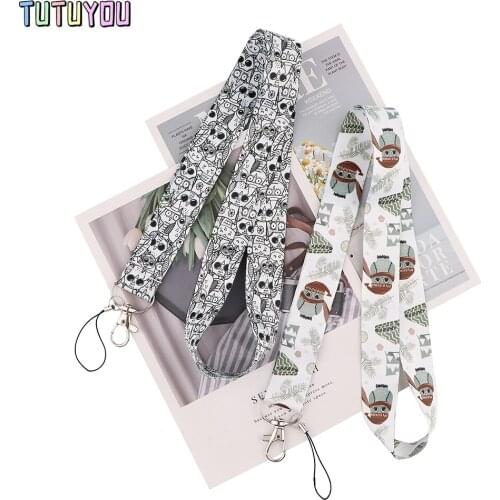 PC3207 Cute Animal Owl Lanyards Id Badge Holder Keychain ID Card Pass Gym Mobile Badge Holder Lanyard Key Holder