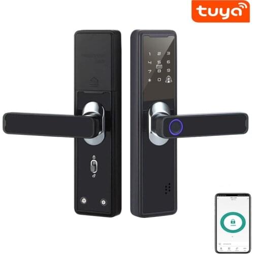 Smart Tuya APP Remote Control Bluetooth-compatible Fingerprint Lock Electric Password Code Number IC Card Door Lock With Key