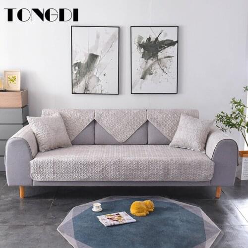 Tongdi Modern Thick Plush Slipcover Grid Sofa Cover Towel Elegant Anti-skid Seat Pet Couch Luxury Decor For Parlour Living Room