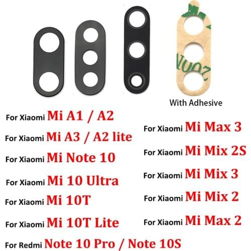 Back Camera Glass Cover Lens For Xiaomi Mi A3 A1 A2 Lite Max 2 3 Mix 2 3 2S Redmi 6 6A 7 7A Note 6 7 8 Pro With Sticker Glue