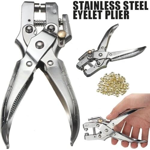 Eyelet Plier Hole Punch Heavy Duty Stainless Steel Silver Eyelet Plier Portable Tool Kit Easy Punching Rustproof And Durable
