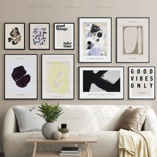 Vintage Abstract Canvas Painting Geometric Curve Quotes Wall Art Nordic Posters and Prints Pictures for Living Room Decoration