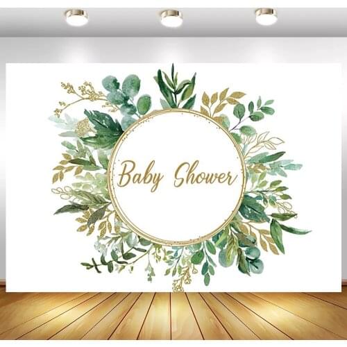 Green Plants White Board Newborn Baby Shower Photography Backdrops Custom Cake Smash 1st Birthday Photo Background Vinyl