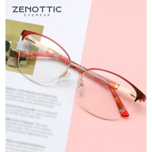 ZENOTTIC Cat Eye Womens Eyeglasses Frame Luxury Female Fake Glasses Without Diopters Fashion Brand Optical Prescription Eyewear
