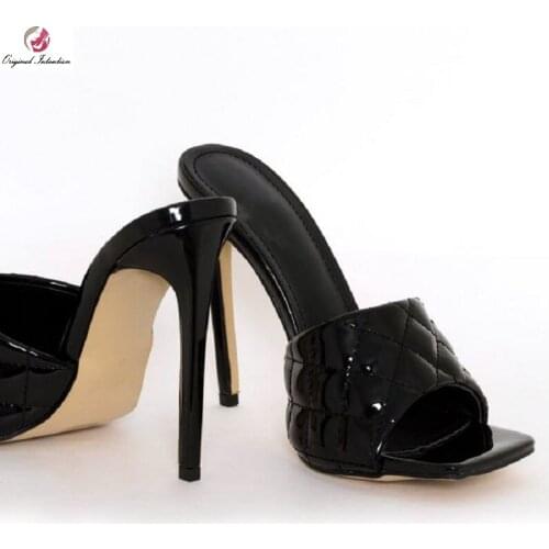 Summer High Heels Sandals Women Stylish Black Pink Brown Party Casual Super High Slip-On Woman Thin Heels Sandals Big Size 34-45