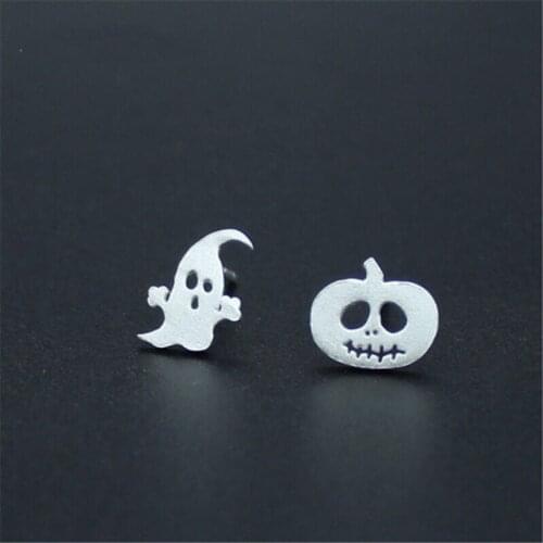 925 Sterling Silver Prevent Allergy Halloween Pumpkin Stud Earrings for Women Wedding Earrings Jewelry Accessories Brincos