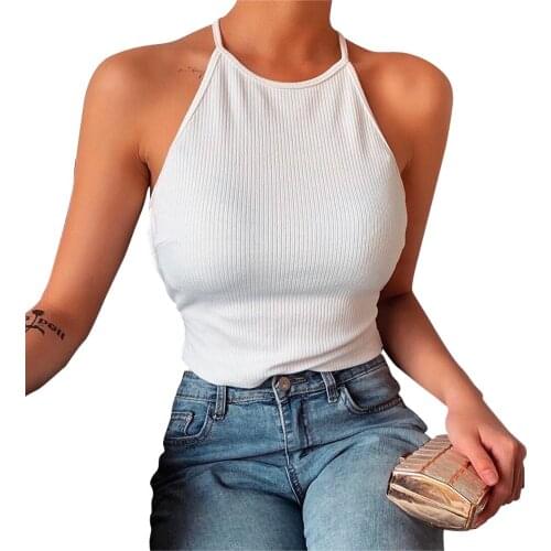 Womens Sexy Style Solid Color Bottoming Vest Sleeveless Camisole Off Shoulder Lace-Up Tank Vest
