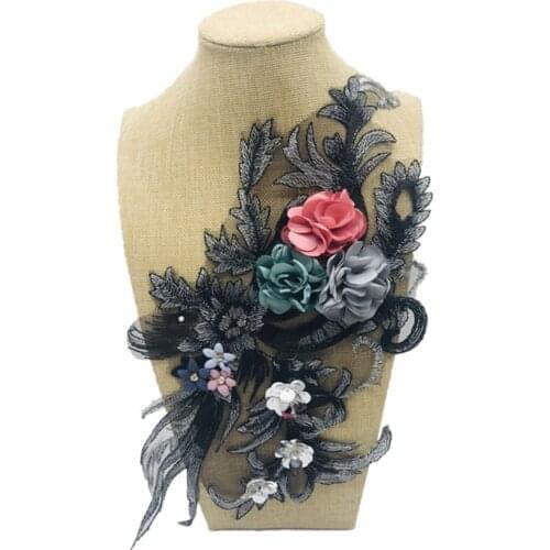 1pcs Fashion Tops T-Shirt Coat Pants Patch Applique 3D Clothing Accessories 37*15cm Plum Blossom Design Clothing Applique