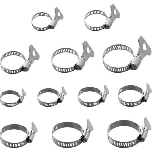 1Pcs Powerful 304 Stainless Steel Handle Hose Clamp Circular Air Water Pipe Fuel Hose Clips of Water Pipe Fasteners Clamps