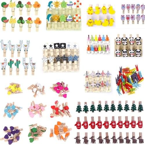 10Pieces Mini Cartoon Heart Wooden Clothes Photo Paper Peg Pin Clothespin Craft Postcard Clips Home Wedding Party DIY Decoration
