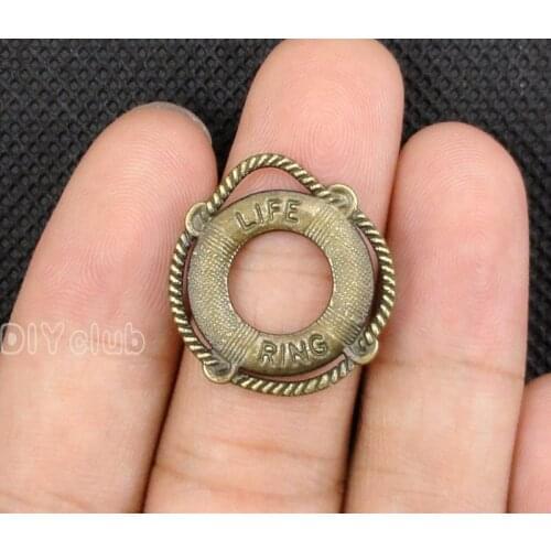 50pcs- Antique Bronze Life Ring Charms Pendant, Life Preserver Charms 24x22mm