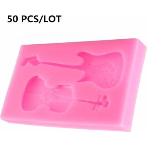 50 PCS DIY Silicone Cake Mold Creative Guitar Shape Fondant Mold Candy Chocolate soap Mold Decorating Bakeware Cake baking tool