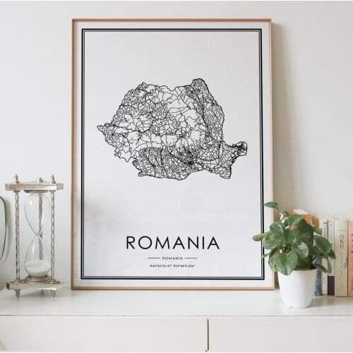 Romania country Road map Nordic Living Room Decoration Canvas Poster Modern Home Decor Art Print Painting