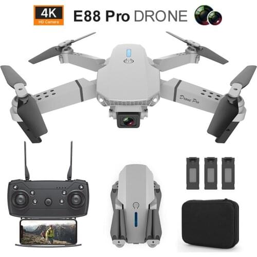 E88 Dual-lens Uav Foldable Aerial Photography Quadcopter With Fixed Height And Stiff Remote Control Aircraft