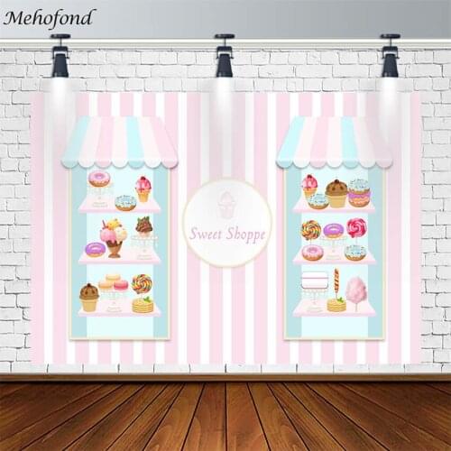 Sweet Girl Backdrops Dessert Shop Cake Donut Ice Cream Baby Shower Birthday Pink Photography Backgrounds Photo Studio Photophone