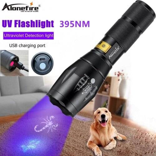 Alonefire G700-C UV Flashlight Ultraviolet Zoom USB rechargeable Pet Urine Stains Detector Scorpion Marker Checker for Pet Stain