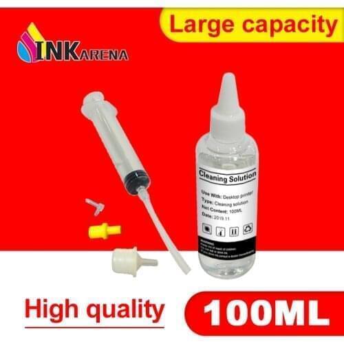 INKARENA Printer Head Cleaning Liquid Cleaning Solution For HP Dye Ink With Syringe all tool Inkjet Printer Cartridge