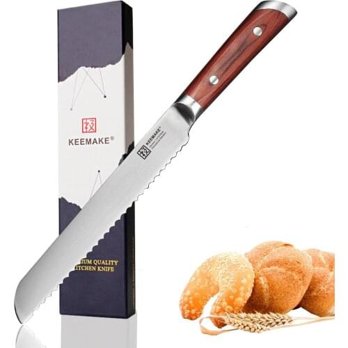 2018 new SUNNECKO High Quality 8" Bread Knife German 1.4116 Steel Sharp Blade Kitchen Knives Color Wood Handle Cake Cutter Knife