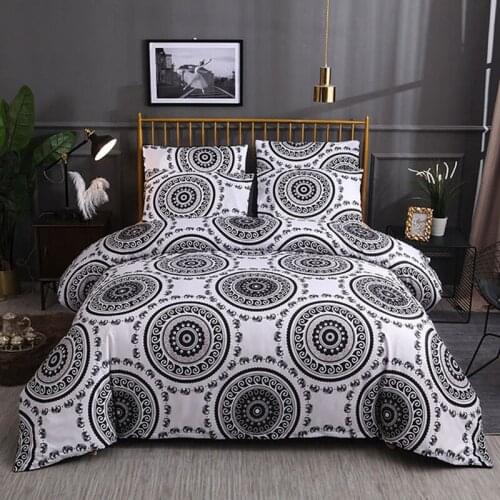 New Black Geometric Bohemian Bedding Sets Boho Duvet Cover Set 2/3pcs Bed Set Queen King Quilt Cover (No Sheet No Filling)