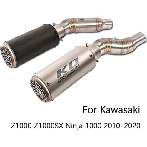 Exhaust Set for Kawasaki Z1000 Z1000SX Ninja 1000 2010-2020 Motorcycle Middle Link Pipe Slip On 51mm Muffler Removable Escape