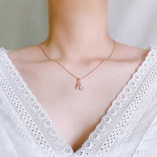 Fork Spoon Simple White Rhinestone Pendant Rose Gold Silver Plated Alloy Copper Monolayer Choker Necklace for Women