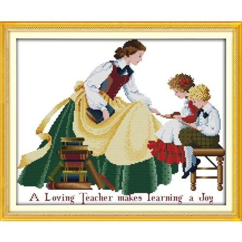 A loving teacher makes learning a joy cross stitch kit18ct 14ct 11ct print canvas stitches embroidery DIY handmade needlework