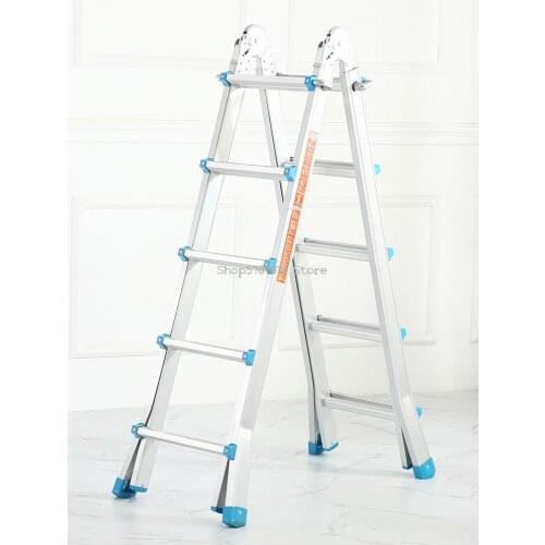 Multifunctional Small Giant Telescopic Ladder Thickened Household Aluminum Alloy Folding Miter Ladder Lifting Ladder Folding Lad