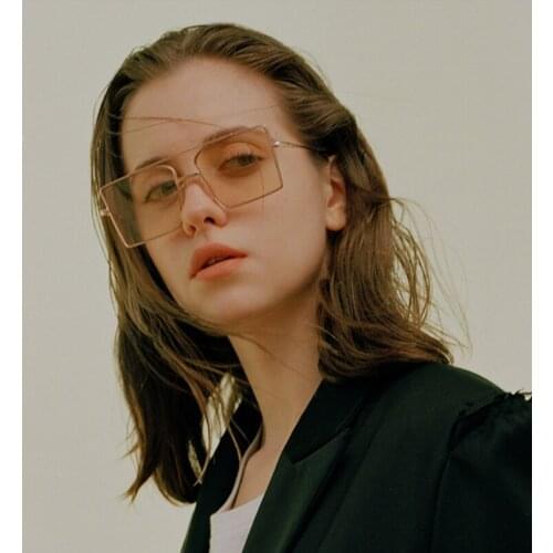 New Big Frame Metal Square Sunglasses Men Women Fashion Sunglasses Personality Ocean Film Sunglasses Glasses Shades for Women