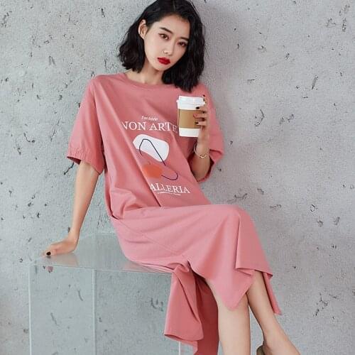 Nightgowns For Women Modal Cotton Sleepshirt Large Size Cute Cartoon Night Dress Short Sleeve Lady Summer Sleepwear Nightshirt