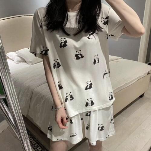 Norns cute Pajamas for Woman Silk Sexy Pijamas Women Sleepwear Satin Summer print Pyjama Femme cotton Home Suit Dropshipping