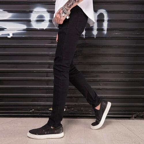 New Brand Designer Men Skinny Ripped Jeans Stretch Slim black Cotton High quality Hip hop Holes Jogger Biker Denim Trousers
