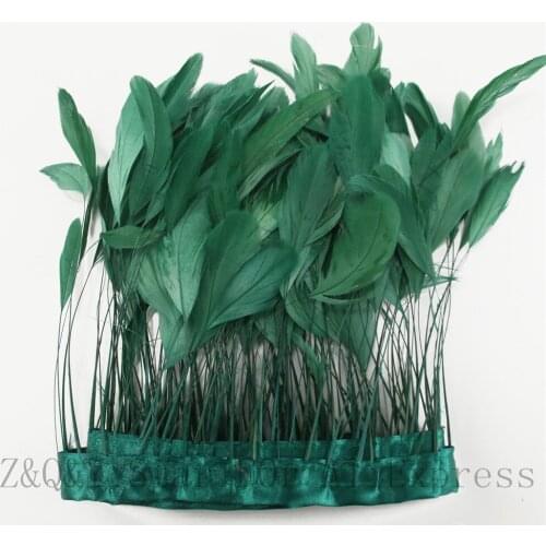 2-10 yards natural 15-20CM (6-5 inches) tear tail hair dyed dark green to make cloth edge DIY clothing craft accessories feather