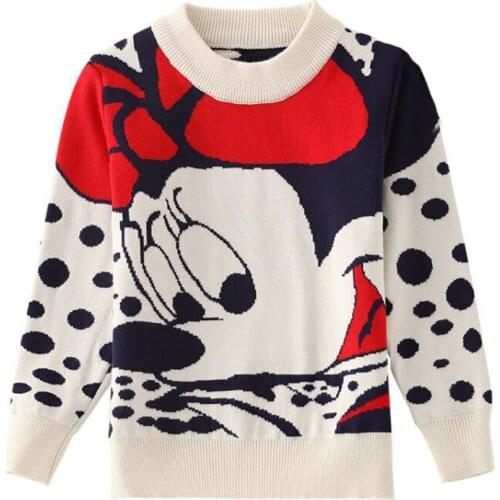 Autumn Winter Mickey Girls Sweaters Soft Cotton Boys Knitted Pullover Casual Kids Ribbed keep warm Sweater Childrens Clothing