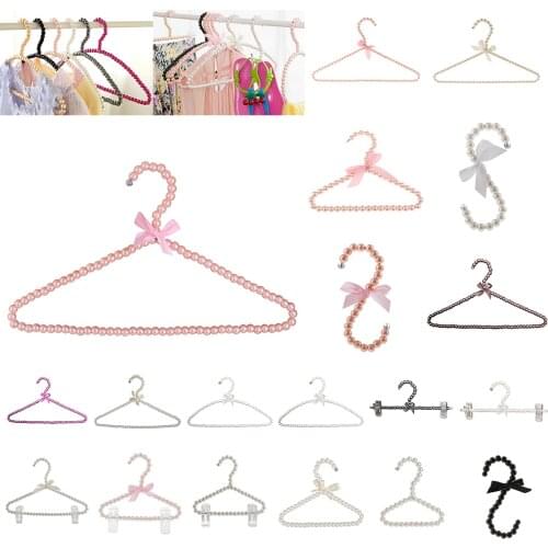 Plastic Pearl Beaded Clothes Pants Hanger Dress Skirt Rack for Kids Pets Adults