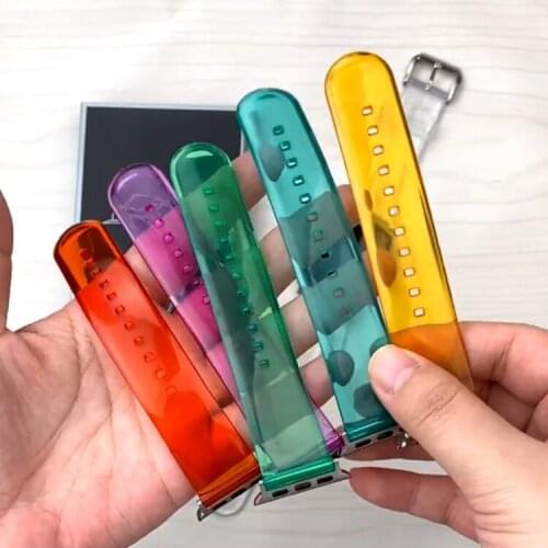 Transparent Sport Strap for Apple Watch iwatch 6 5 4 3 2 1 SE 38mm 42mm 40mm 44mm TPU Men Women Replacement Band Protective Case