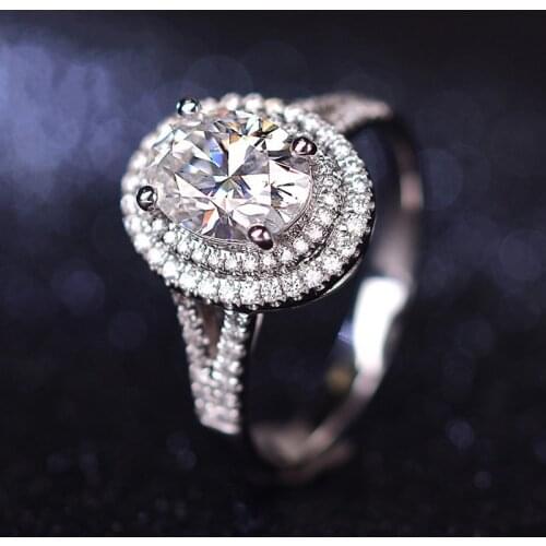 Luxury Oval 1ct Lab Diamond Ring 100% Original 925 sterling silver Engagement Wedding band Rings for Women Bridal Fine Jewelry