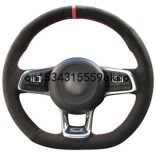 DIY Hand Sewing Car Steering Wheel Cover Black Suede For Volkswagen VW Golf 7 GTI Golf R MK7 Polo GTI Scirocco 2015 2016