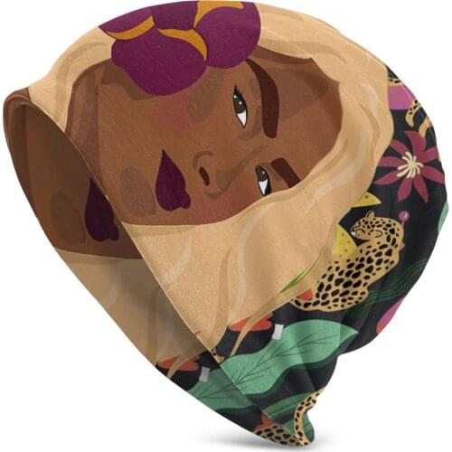 NOISYDESIGNS New Arrival Fashion Knit Winter Women Beanies Hip-Hop African Girls Color Block Painting Warm Hat For Women Caps