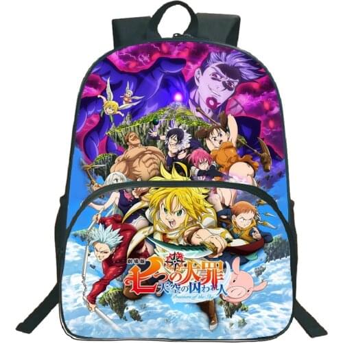 Students The Seven Deadly Sins School Backpack Kids Anime Knapsack Boys Girls Cartoon Bookbags Mochila Unisex Teens Travel Bags