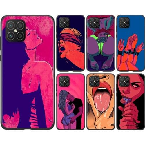 Sexy big girl Silicone For Huawei Nova 8 7 6 SE 7i 5T 5i 5Z 5 4E 4 3i 3 E 2 i Lite 2 Pro 2017 Black Soft Phone Case