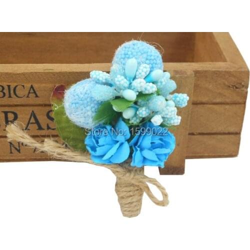 Blue Winter Wedding Groom Boutonniere Buttonhole Flowers Groomsmen Corsage Handmade Mori Girl Vintage Brooch Birthday Gifts