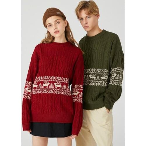 Fashionable British Knit Sweaters Men Women 2019 Streetwear Christmas Sweater Autumn Winter Couple Lazy Casual Sweater Clothes