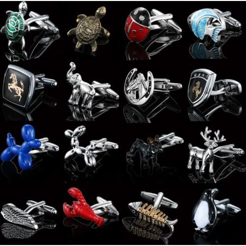 French mens Cufflinks Novel shaped cuffs Dog bee lobster fish tortoise Horse Button animal mens clothing accessories jewelry
