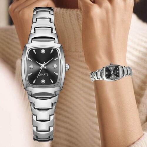 Women Bracelet Watch Rose Gold Fashion Luxury Stainless Steel Wrist Watch Rhinestone Ellipse Creative Ladies Dress Quartz Watch