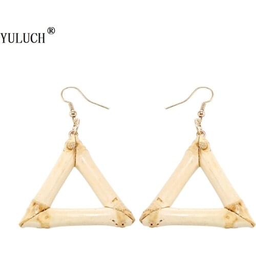 YULICH Good Quality 1 Pair Natural Bamboo Handmade Geometric Hollow Woman Simple Earrings Jewelry Gift