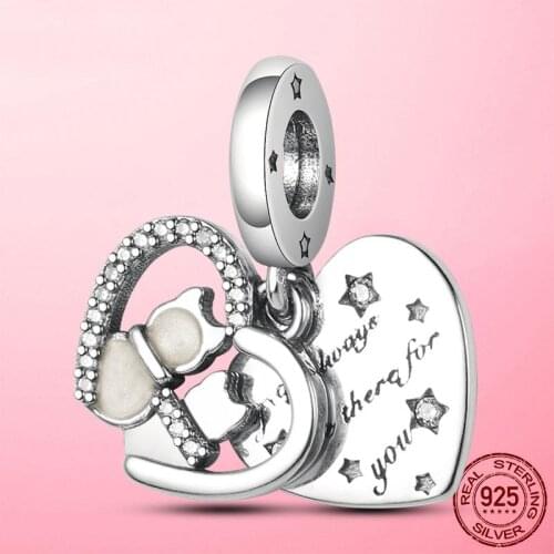 Autumn New 925 Sterling Silver Couple Cat Pendant Forever Love Heart Charms Fit Pandora Bracelet For Women Jewelry Anniversary